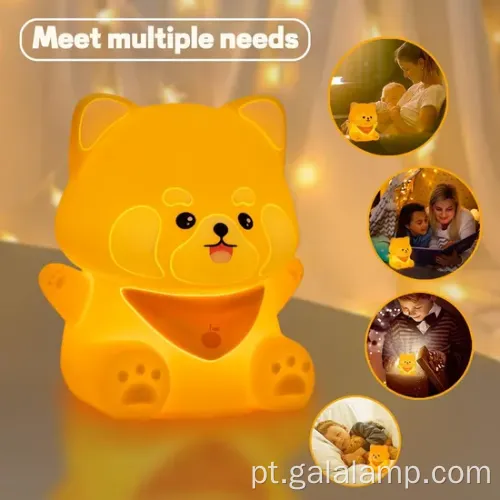 Lâmpada de panda vermelha fofa com recurso de toque recarregável